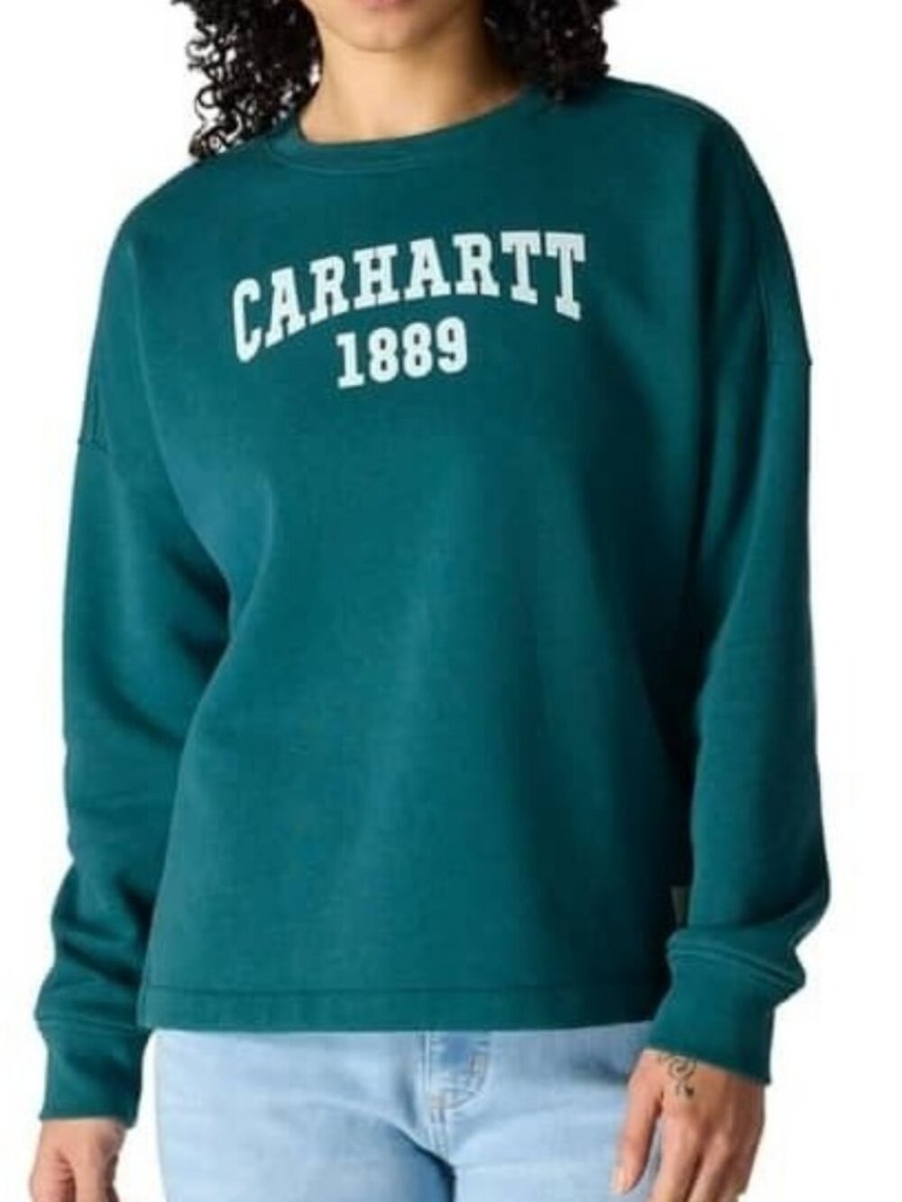 Carhartt Women's 3X Loose Fit Midweight Carhartt Graphic Crewneck Sweatshirt Gre